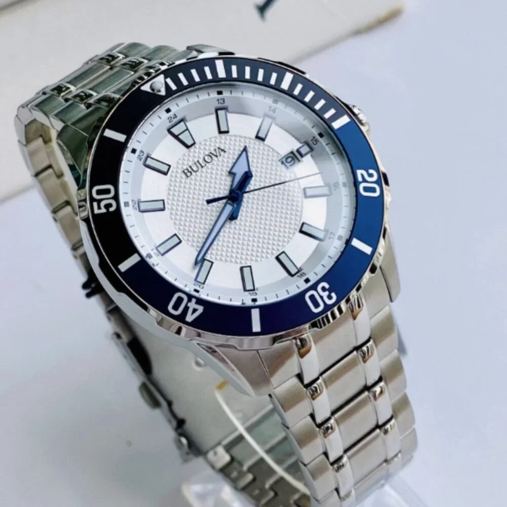 Men's Bulova Blue 44mm Watch Steel WOW!